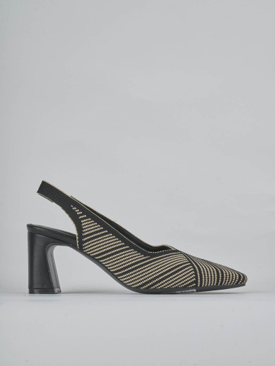 Décolleté e slingback tacco 7cm pelle nero