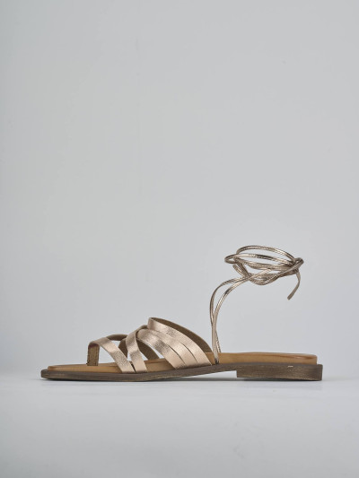 Sandali tacco 1cm pelle bronzo