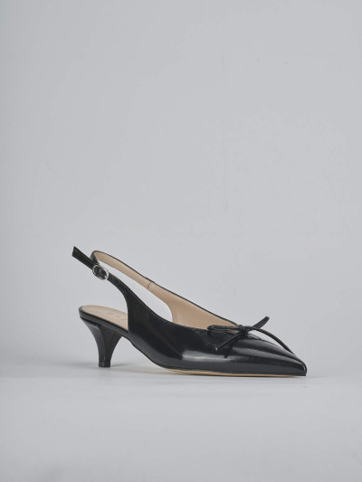 Décolleté e slingback tacco 5cm vernice nero