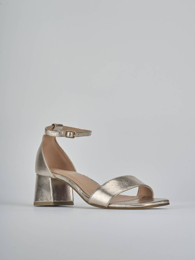 Sandali tacco 5cm pelle oro