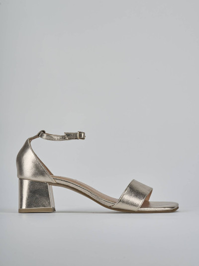 Sandali tacco 5cm pelle oro