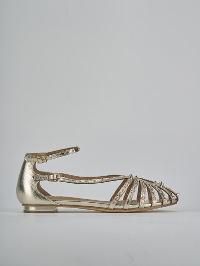 Sandali tacco 2cm pelle sostenib oro