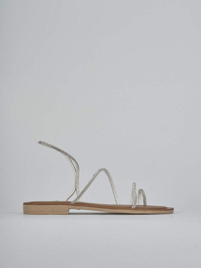 Sandalo tacco 1 cm argento pelle