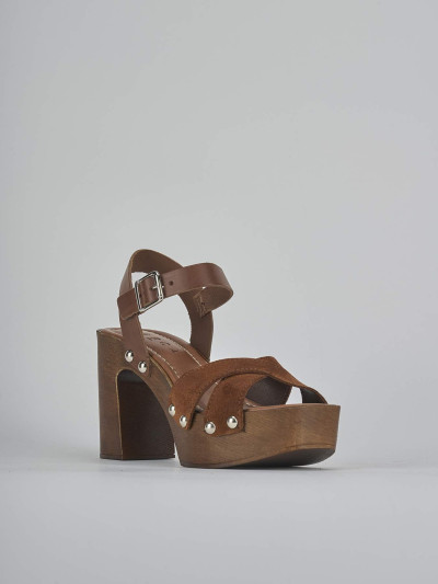 Sandali tacco 10cm camoscio marrone