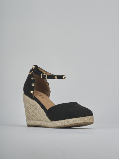 Espadrillas tacco 9cm cam. sosten nero
