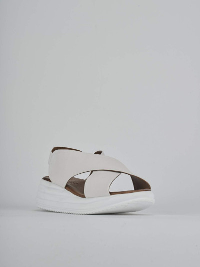 Sandali zeppa tacco 6cm pelle bianco