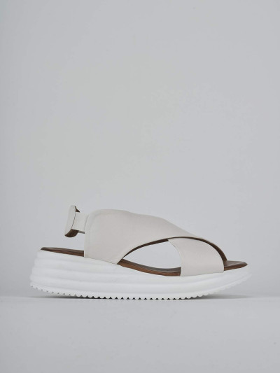 Sandali zeppa tacco 6cm pelle bianco