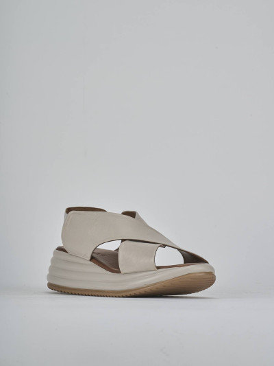 Sandali zeppa tacco 6cm pelle grigio