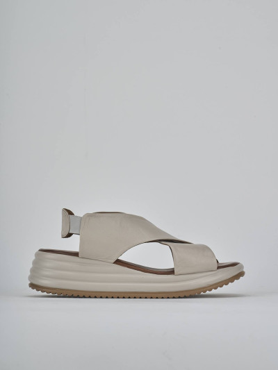 Sandali zeppa tacco 6cm pelle grigio