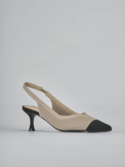 Décolleté e slingback tacco 5cm pelle beige