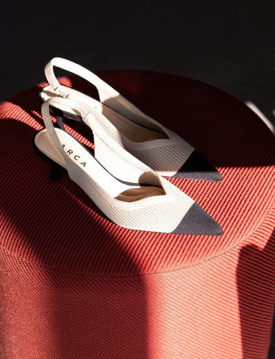 Décolleté e slingback tacco 5cm pelle beige