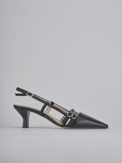 Décolleté e slingback tacco 6cm pelle nero