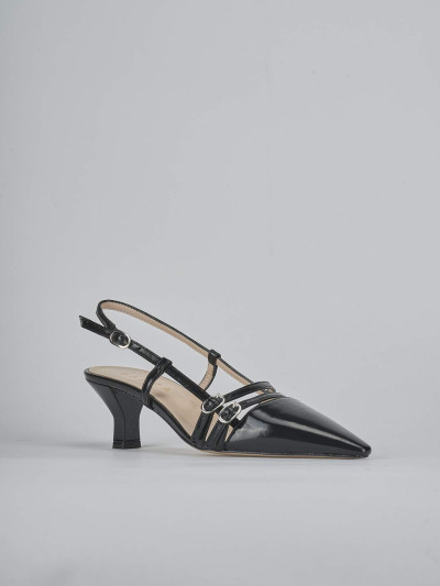 Décolleté e slingback tacco 6cm vernice nero