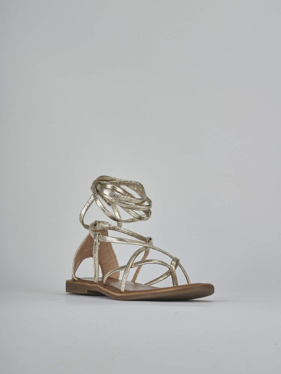 Sandali tacco 1cm pelle oro
