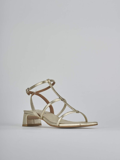 Sandali tacco 4cm pelle oro