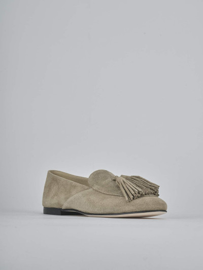 Mocassini tacco 1cm camoscio beige