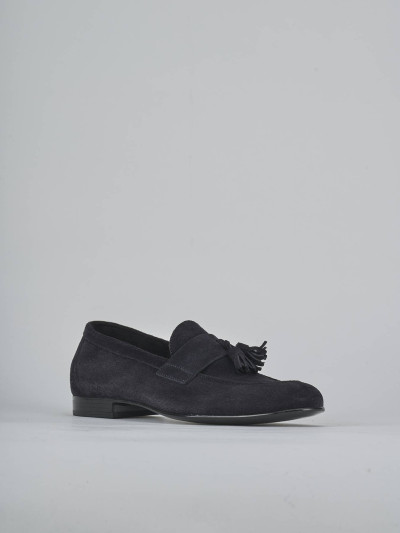 Mocassini tacco 1cm camoscio blu