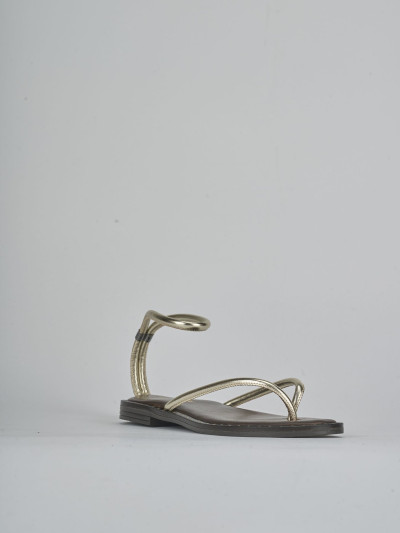 Sandali tacco 1cm laminato oro