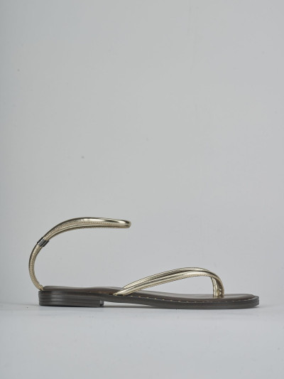 Sandali tacco 1cm laminato oro