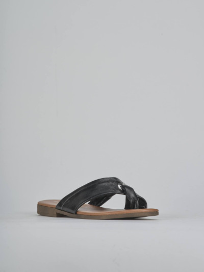 Ciabatte tacco 1cm pelle nero