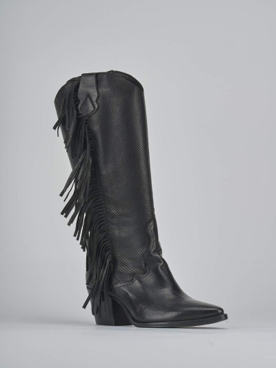 Stivali tacco 6cm pelle nero