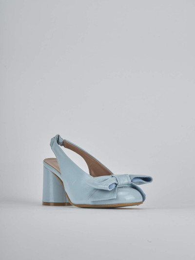 Décolleté e slingback tacco 8cm pelle azzurro