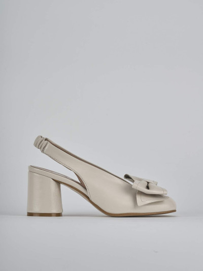 Décolleté e slingback tacco 8cm pelle bianco