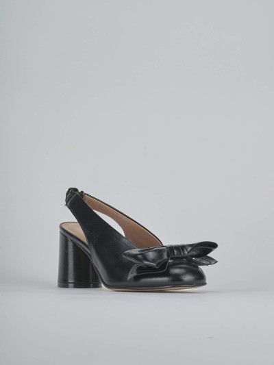 Décolleté e slingback tacco 8cm pelle nero