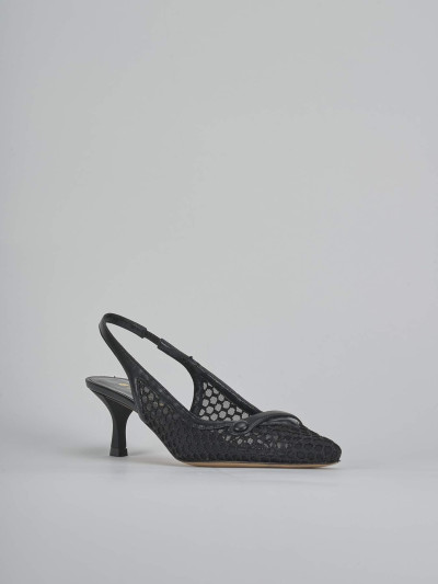 Décolleté e slingback tacco 5cm pelle nero
