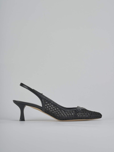 Décolleté e slingback tacco 5cm pelle nero