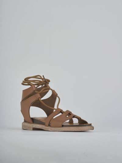 Sandali tacco 1cm pelle marrone