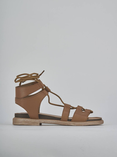 Sandali tacco 1cm pelle marrone