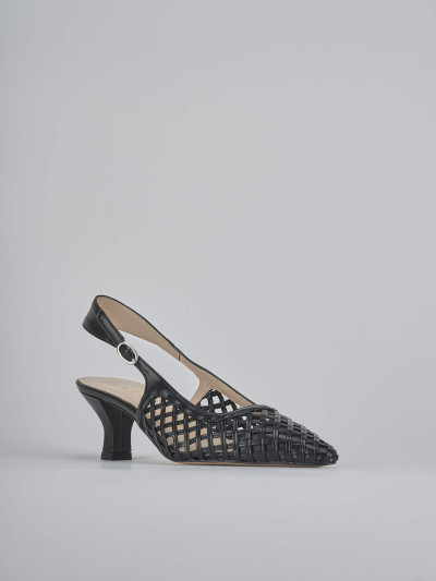 Décolleté e slingback tacco 6cm pelle nero