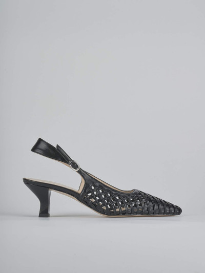 Décolleté e slingback tacco 6cm pelle nero