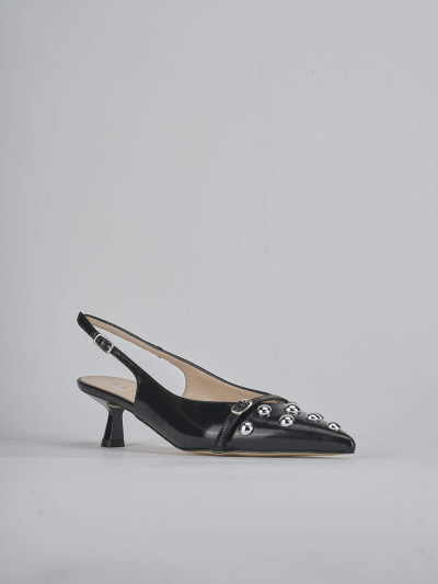 Décolleté e slingback tacco 5cm vernice nero