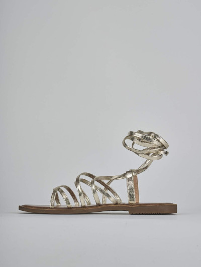 Sandali tacco 1cm pelle oro