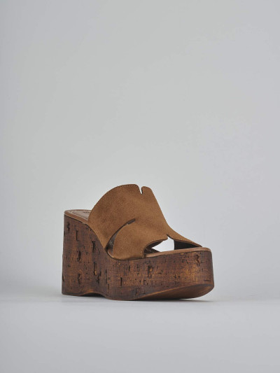 Ciabatte tacco 10cm camoscio marrone