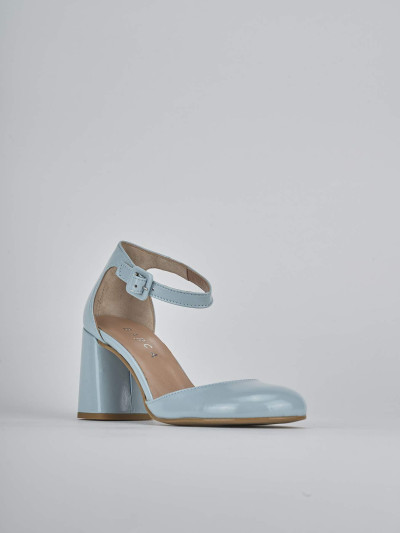 Décolleté e slingback tacco 7cm pelle azzurro