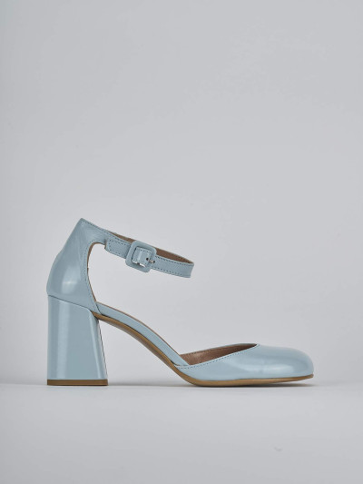 Décolleté e slingback tacco 7cm pelle azzurro