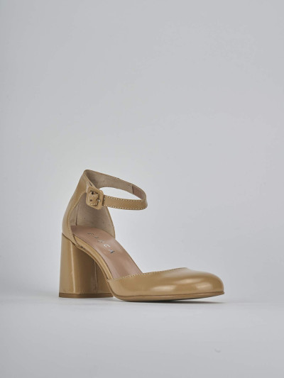Décolleté e slingback tacco 7cm pelle marrone