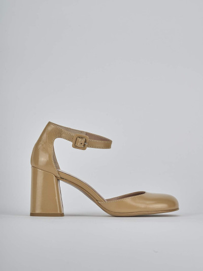 Décolleté e slingback tacco 7cm pelle marrone