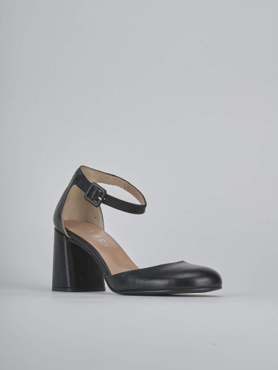Décolleté e slingback tacco 7cm pelle nero