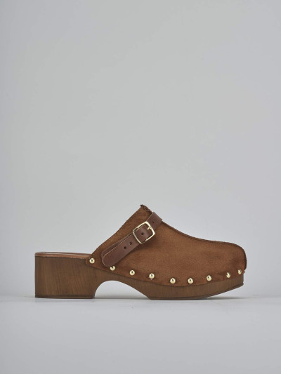 Sabot tacco 4cm camoscio marrone