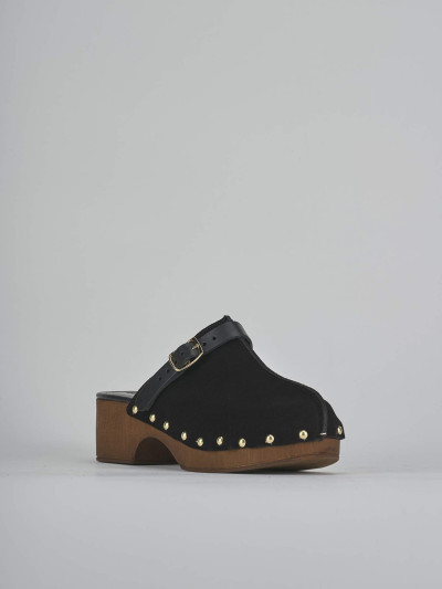 Sabot tacco 4cm camoscio nero