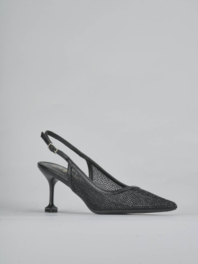 Décolleté e slingback tacco 6cm pelle nero