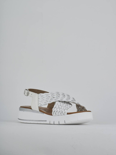 Sandali zeppa tacco 2cm pelle bianco
