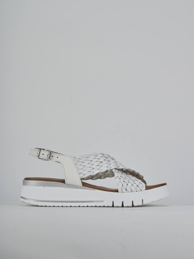 Sandali zeppa tacco 2cm pelle bianco