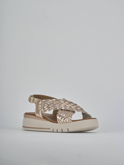 Sandali zeppa tacco 2cm pelle bronzo