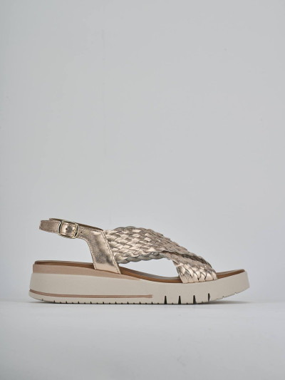 Sandali zeppa tacco 2cm pelle bronzo