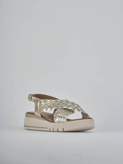Sandali zeppa tacco 2cm pelle oro